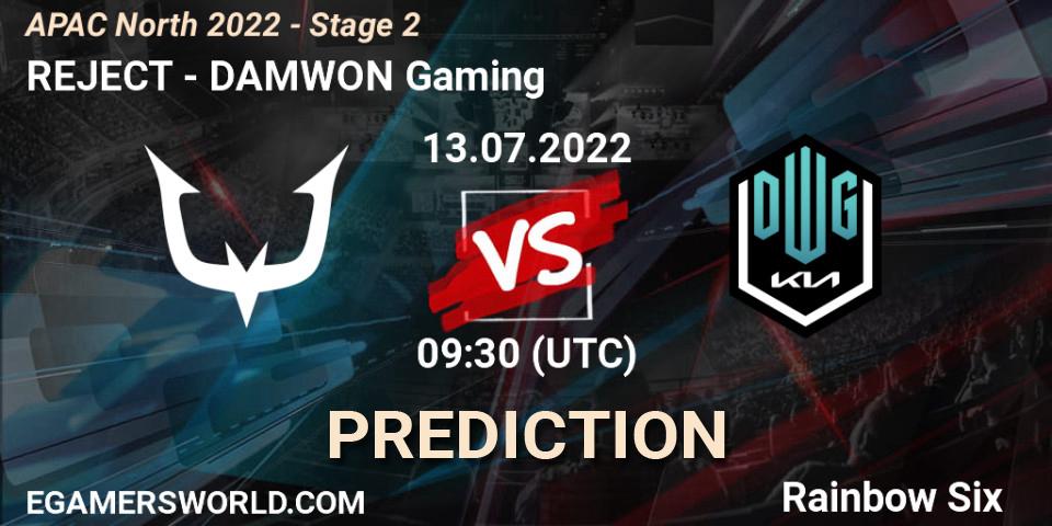Prognoza REJECT - DAMWON Gaming. 13.07.2022 at 09:30, Rainbow Six, APAC North 2022 - Stage 2