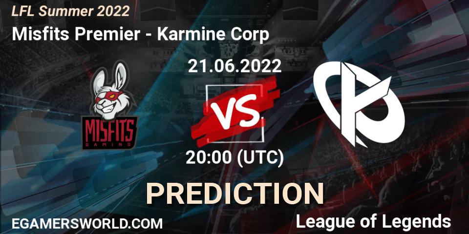 Prognoza Misfits Premier - Karmine Corp. 21.06.2022 at 20:15, LoL, LFL Summer 2022