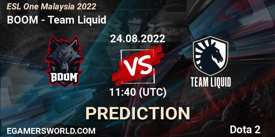 Prognoza BOOM - Team Liquid. 24.08.22, Dota 2, ESL One Malaysia 2022