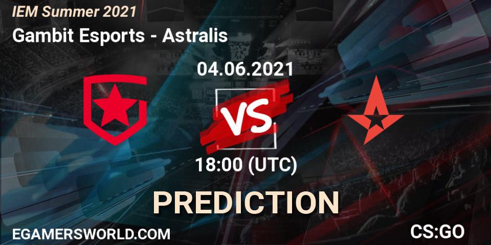 Prognoza Gambit Esports - Astralis. 04.06.21, CS2 (CS:GO), IEM Summer 2021