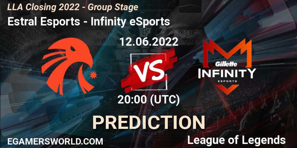 Prognoza Estral Esports - Infinity eSports. 12.06.2022 at 20:00, LoL, LLA Closing 2022 - Group Stage