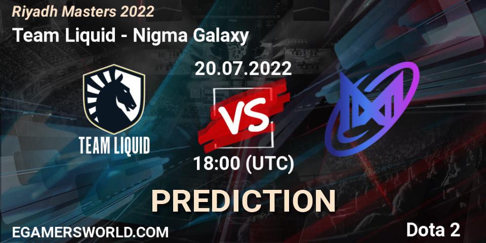 Prognoza Team Liquid - Nigma Galaxy. 20.07.2022 at 18:00, Dota 2, Riyadh Masters 2022