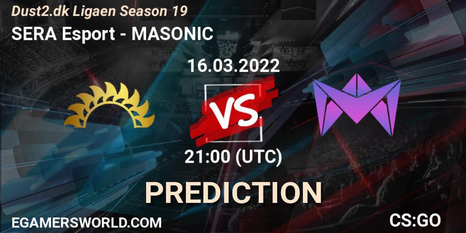 Prognoza SERA Esport - MASONIC. 16.03.2022 at 21:00, Counter-Strike (CS2), Dust2.dk Ligaen Season 19