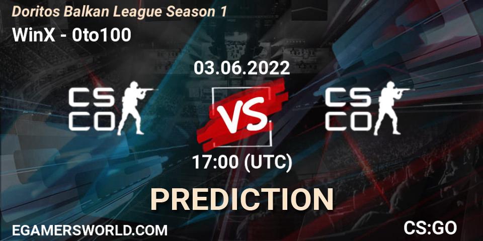 Prognoza WinX - 0to100. 03.06.2022 at 17:00, Counter-Strike (CS2), Doritos Balkan League Season 1