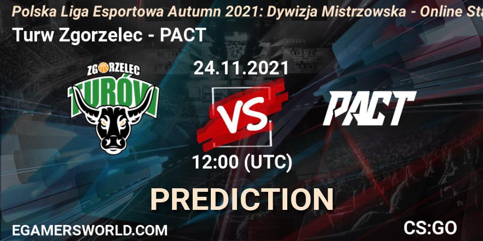 Prognoza Turów Zgorzelec - PACT. 24.11.2021 at 12:00, Counter-Strike (CS2), Polska Liga Esportowa Autumn 2021: Dywizja Mistrzowska - Online Stage