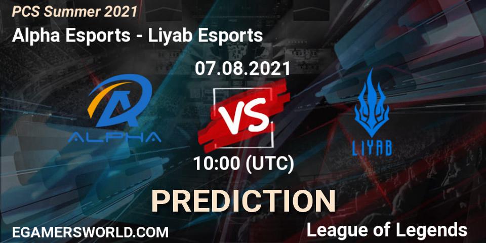 Prognoza Alpha Esports - Liyab Esports. 07.08.21, LoL, PCS Summer 2021