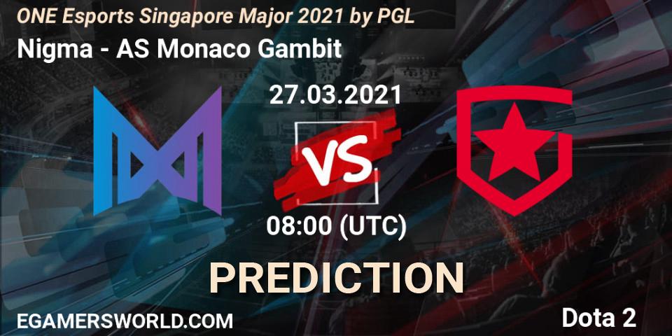 Prognoza Nigma - AS Monaco Gambit. 27.03.2021 at 09:10, Dota 2, ONE Esports Singapore Major 2021