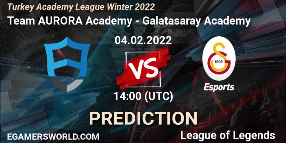 Prognoza Team AURORA Academy - Galatasaray Academy. 04.02.2022 at 14:00, LoL, Turkey Academy League Winter 2022