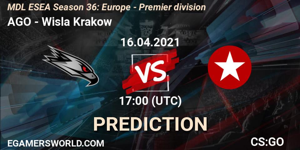 Prognoza AGO - Wisla Krakow. 16.04.2021 at 17:10, Counter-Strike (CS2), MDL ESEA Season 36: Europe - Premier division