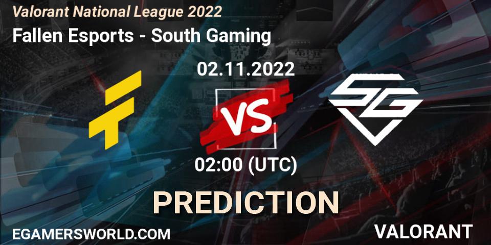 Prognoza Fallen Esports - South Gaming. 02.11.2022 at 02:10, VALORANT, Valorant National League 2022