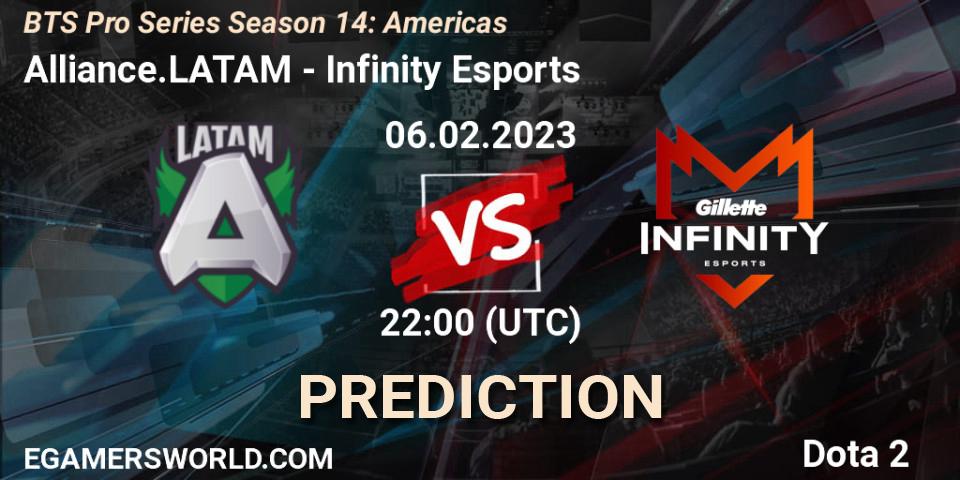 Prognoza Alliance.LATAM - Infinity Esports. 07.02.23, Dota 2, BTS Pro Series Season 14: Americas