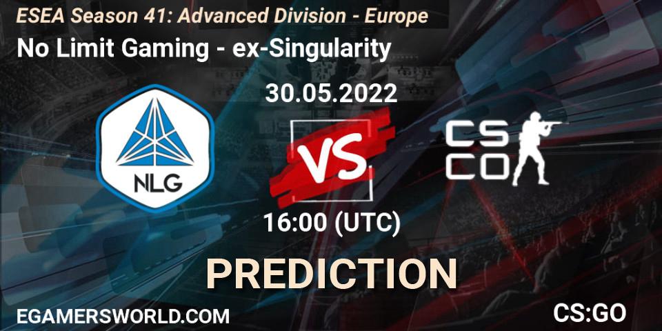 Prognoza No Limit Gaming - ex-Singularity. 30.05.2022 at 16:00, Counter-Strike (CS2), ESEA Season 41: Advanced Division - Europe