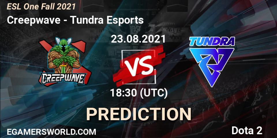 Prognoza Creepwave - Tundra Esports. 24.08.2021 at 18:30, Dota 2, ESL One Fall 2021
