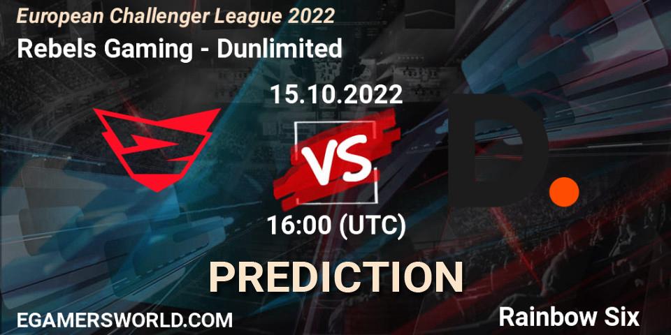 Prognoza Rebels Gaming - Dunlimited. 15.10.2022 at 16:00, Rainbow Six, European Challenger League 2022