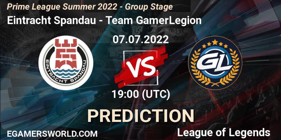 Prognoza Eintracht Spandau - Team GamerLegion. 07.07.22, LoL, Prime League Summer 2022 - Group Stage