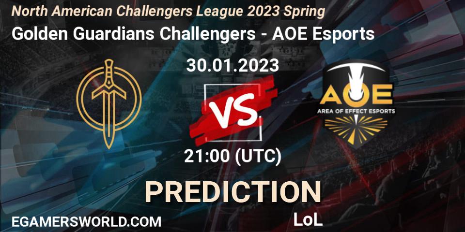 Prognoza Golden Guardians Challengers - AOE Esports. 30.01.23, LoL, NACL 2023 Spring - Group Stage