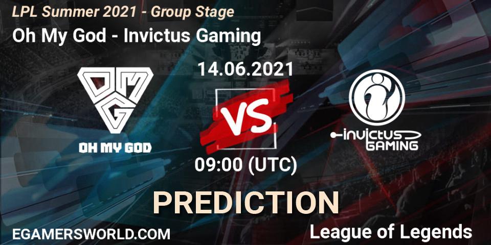 Prognoza Oh My God - Invictus Gaming. 14.06.2021 at 09:00, LoL, LPL Summer 2021 - Group Stage