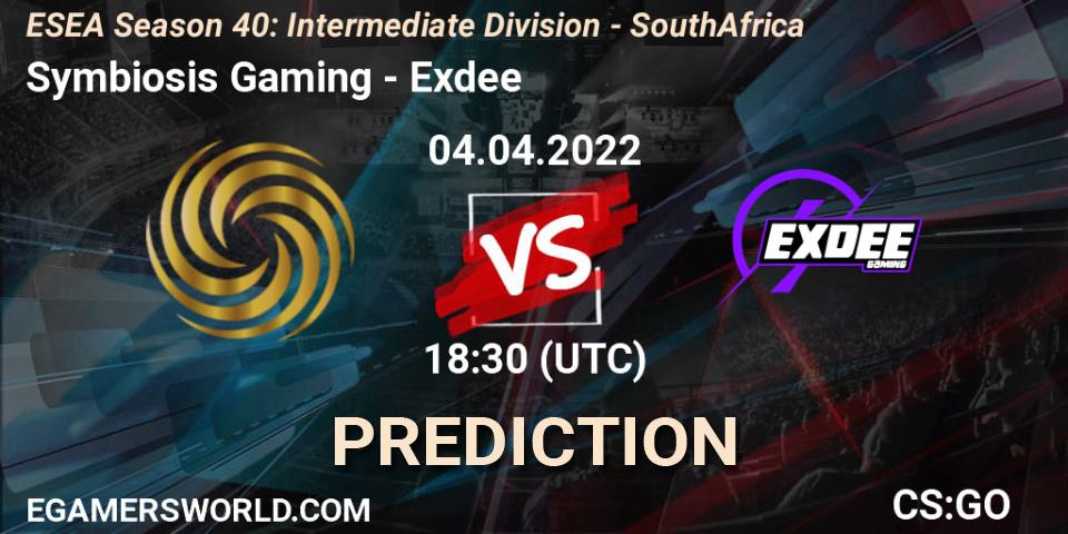 Prognoza Symbiosis Gaming - Exdee. 04.04.22, CS2 (CS:GO), ESEA Season 40: Intermediate Division - South Africa