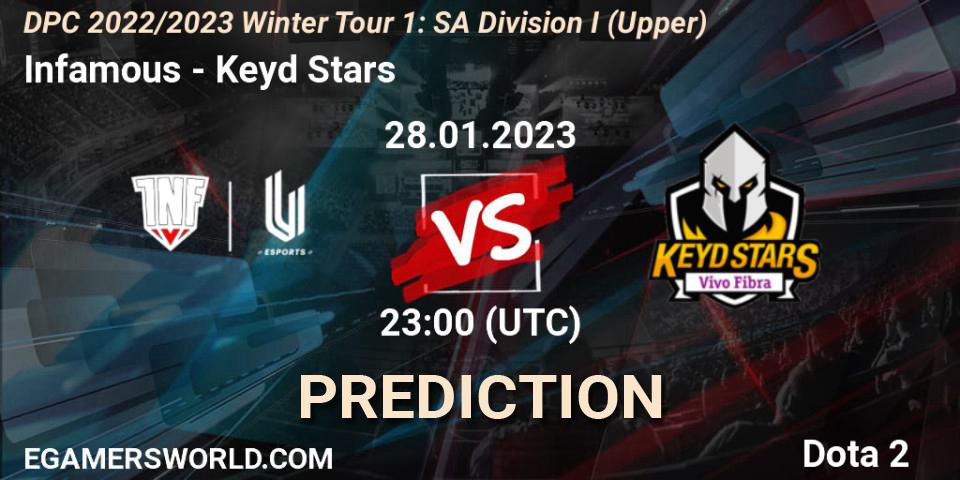 Prognoza Infamous - Keyd Stars. 28.01.23, Dota 2, DPC 2022/2023 Winter Tour 1: SA Division I (Upper) 