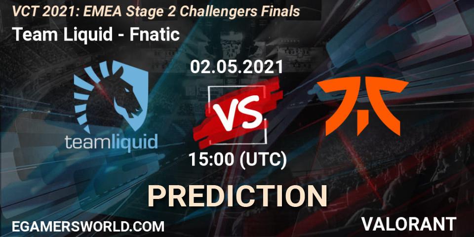 Prognoza Team Liquid - Fnatic. 02.05.2021 at 15:00, VALORANT, VCT 2021: EMEA Stage 2 Challengers Finals