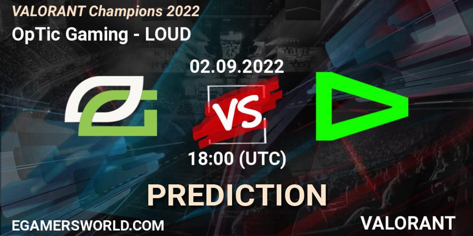 Prognoza OpTic Gaming - LOUD. 02.09.2022 at 19:10, VALORANT, VALORANT Champions 2022