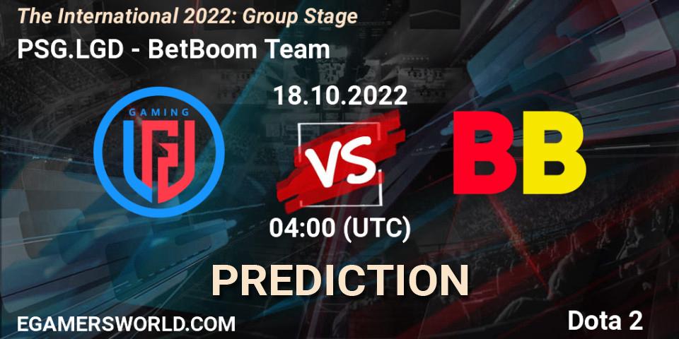 Prognoza PSG.LGD - BetBoom Team. 18.10.2022 at 04:20, Dota 2, The International 2022: Group Stage
