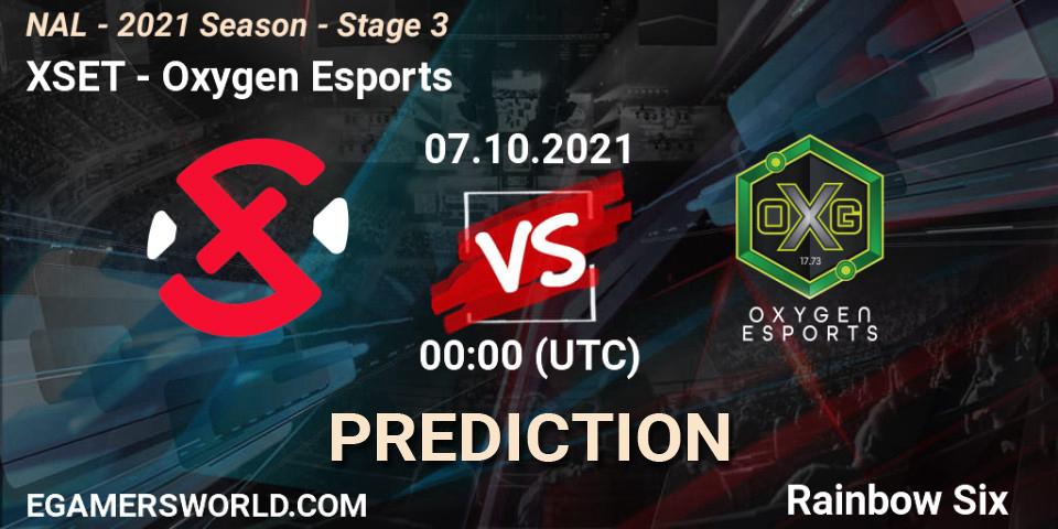 Prognoza XSET - Oxygen Esports. 07.10.2021 at 00:00, Rainbow Six, NAL - 2021 Season - Stage 3