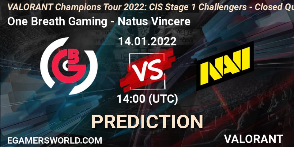 Prognoza One Breath Gaming - Natus Vincere. 14.01.2022 at 14:00, VALORANT, VCT 2022: CIS Stage 1 Challengers - Closed Qualifier 1