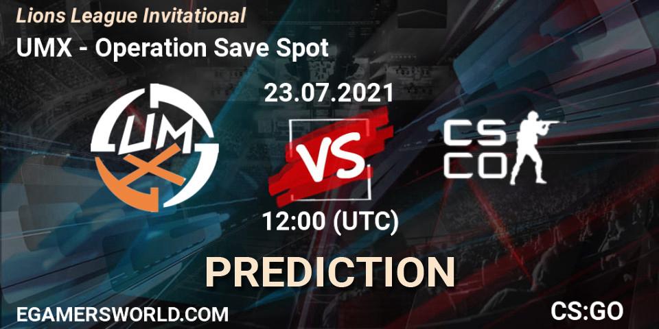 Prognoza UMX - Operation Save Spot. 23.07.2021 at 12:00, Counter-Strike (CS2), Lions League Invitational
