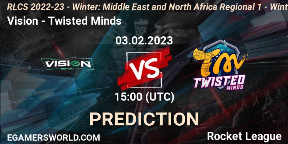 Prognoza Vision - Twisted Minds. 03.02.2023 at 15:00, Rocket League, RLCS 2022-23 - Winter: Middle East and North Africa Regional 1 - Winter Open
