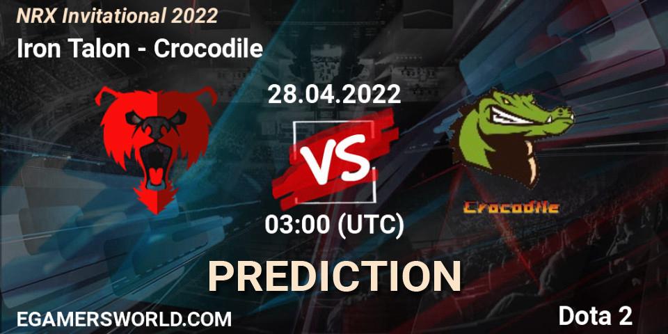 Prognoza Iron Talon - Crocodile. 28.04.2022 at 03:11, Dota 2, NRX Invitational 2022