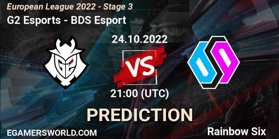 Prognoza G2 Esports - BDS Esport. 24.10.2022 at 19:45, Rainbow Six, European League 2022 - Stage 3