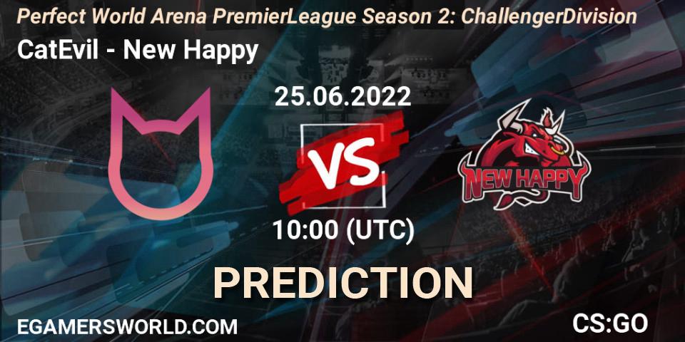 Prognoza CatEvil - New Happy. 25.06.2022 at 09:00, Counter-Strike (CS2), Perfect World Arena Premier League Season 2: Challenger Division
