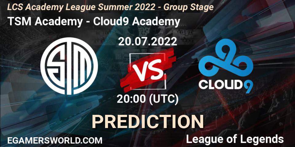 Prognoza TSM Academy - Cloud9 Academy. 20.07.2022 at 20:00, LoL, LCS Academy League Summer 2022 - Group Stage