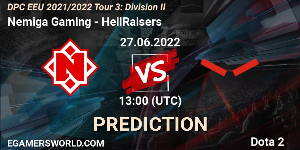 Prognoza Nemiga Gaming - HellRaisers. 27.06.22, Dota 2, DPC EEU 2021/2022 Tour 3: Division II