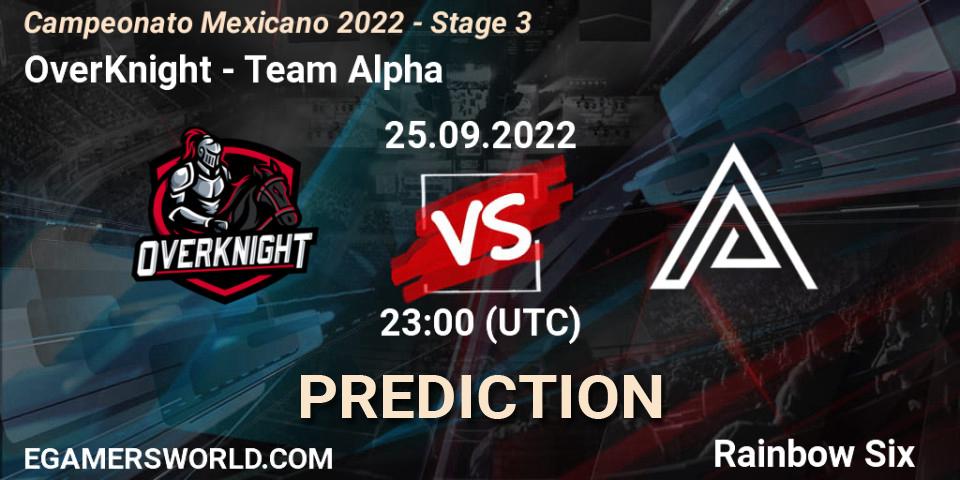 Prognoza OverKnight - Team Alpha. 25.09.2022 at 23:00, Rainbow Six, Campeonato Mexicano 2022 - Stage 3