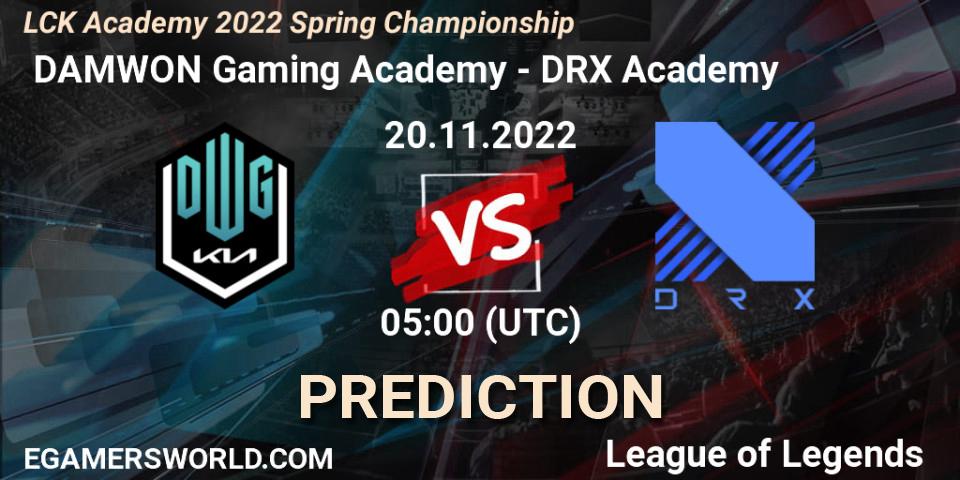 Prognoza DAMWON Gaming Academy - DRX Academy. 20.11.2022 at 05:00, LoL, LCK Academy 2022 Spring Championship