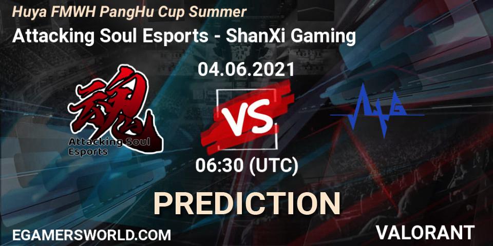 Prognoza Attacking Soul Esports - ShanXi Gaming. 04.06.2021 at 06:30, VALORANT, Huya FMWH PangHu Cup Summer