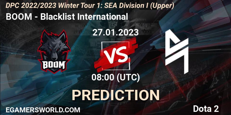 Prognoza BOOM - Blacklist International. 27.01.2023 at 08:00, Dota 2, DPC 2022/2023 Winter Tour 1: SEA Division I (Upper)