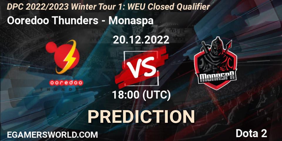 Prognoza Ooredoo Thunders - Monaspa. 20.12.22, Dota 2, DPC 2022/2023 Winter Tour 1: WEU Closed Qualifier