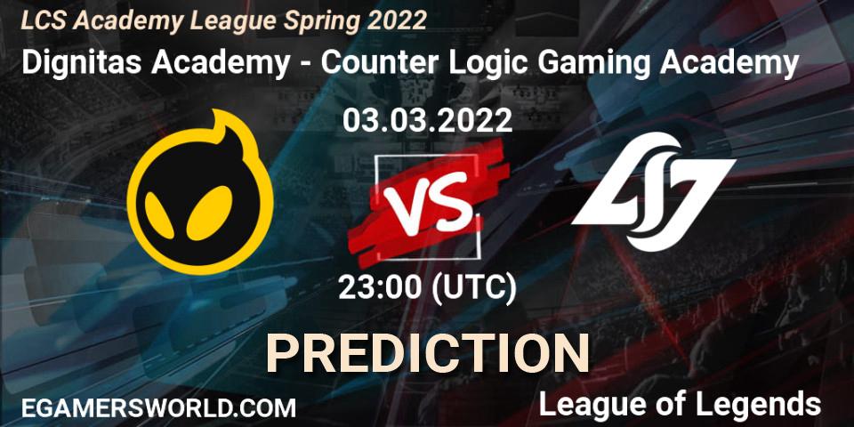 Prognoza Dignitas Academy - Counter Logic Gaming Academy. 03.03.2022 at 23:00, LoL, LCS Academy League Spring 2022