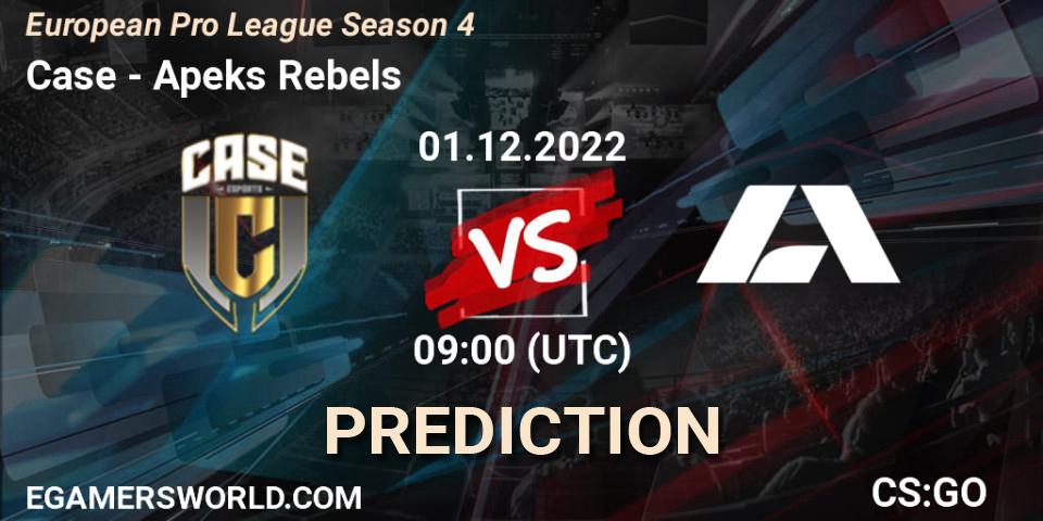 Prognoza Case - Apeks Rebels. 01.12.22, CS2 (CS:GO), European Pro League Season 4