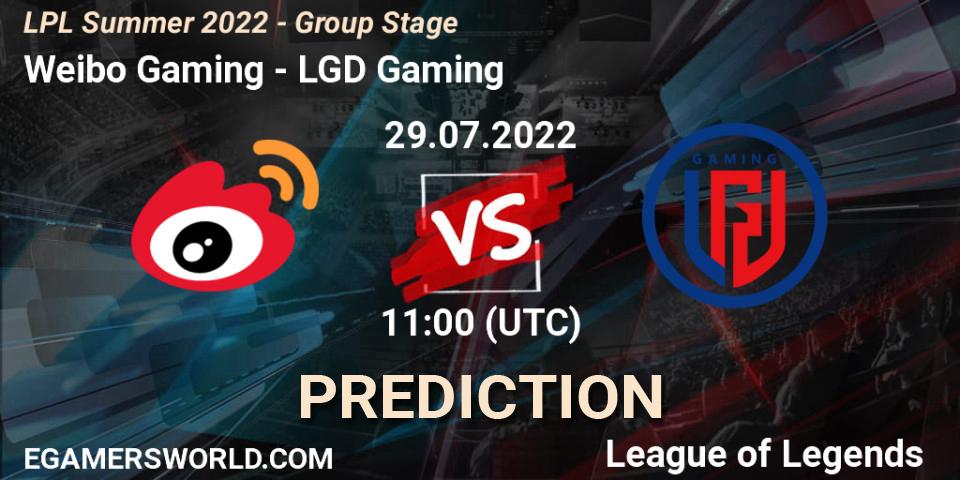 Prognoza Weibo Gaming - LGD Gaming. 29.07.2022 at 11:00, LoL, LPL Summer 2022 - Group Stage