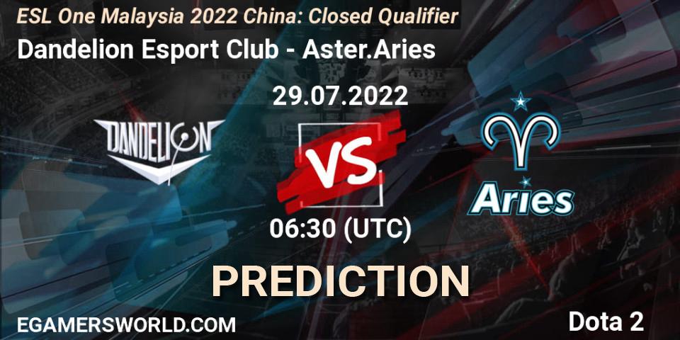 Prognoza Dandelion Esport Club - Aster.Aries. 29.07.2022 at 06:32, Dota 2, ESL One Malaysia 2022 China: Closed Qualifier