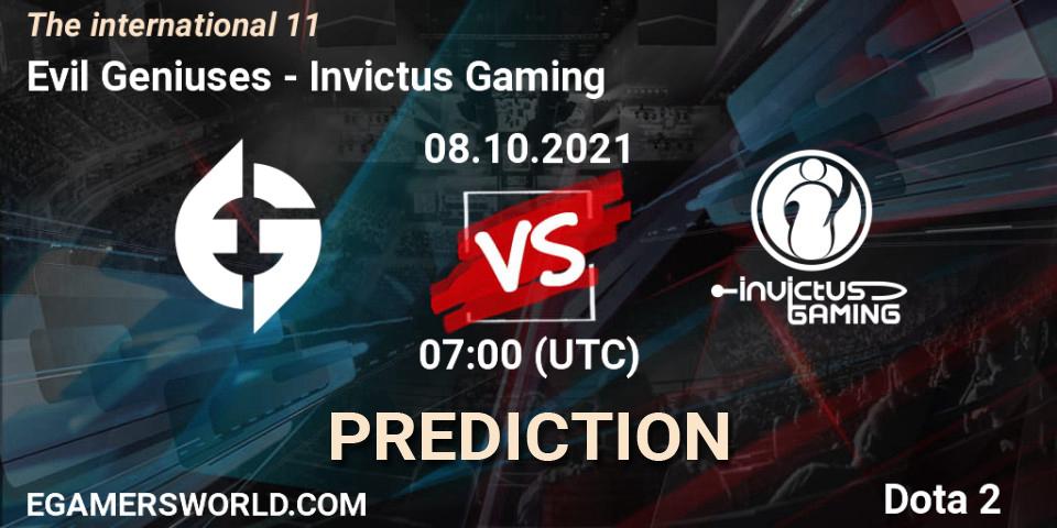 Prognoza Evil Geniuses - Invictus Gaming. 07.10.21, Dota 2, The Internationa 2021