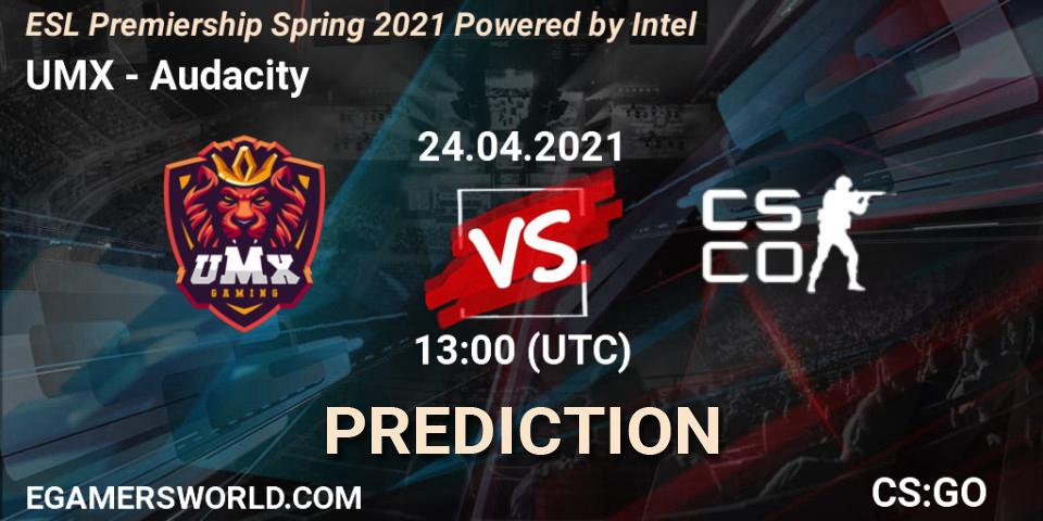 Prognoza UMX - Audacity eSports. 24.04.2021 at 13:00, Counter-Strike (CS2), ESL Premiership: Spring 2021