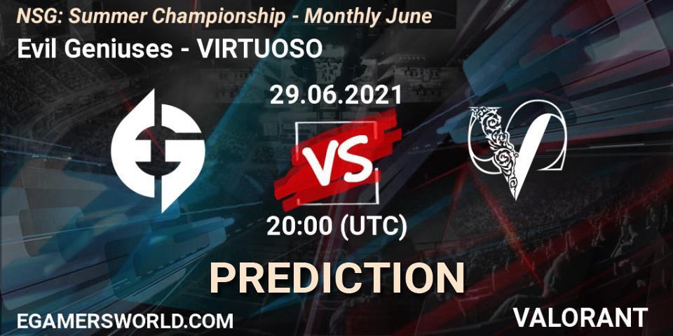 Prognoza Evil Geniuses - VIRTUOSO. 29.06.2021 at 21:00, VALORANT, NSG: Summer Championship - Monthly June