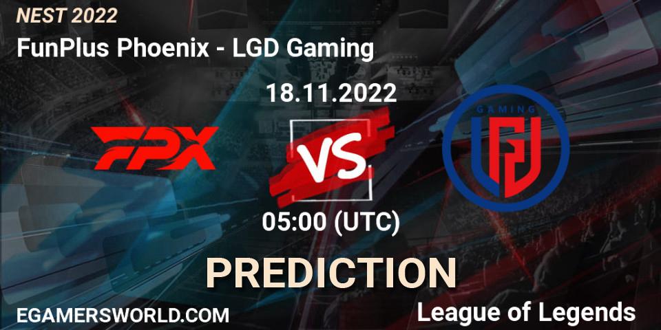 Prognoza FunPlus Phoenix - LGD Gaming. 18.11.2022 at 06:45, LoL, NEST 2022