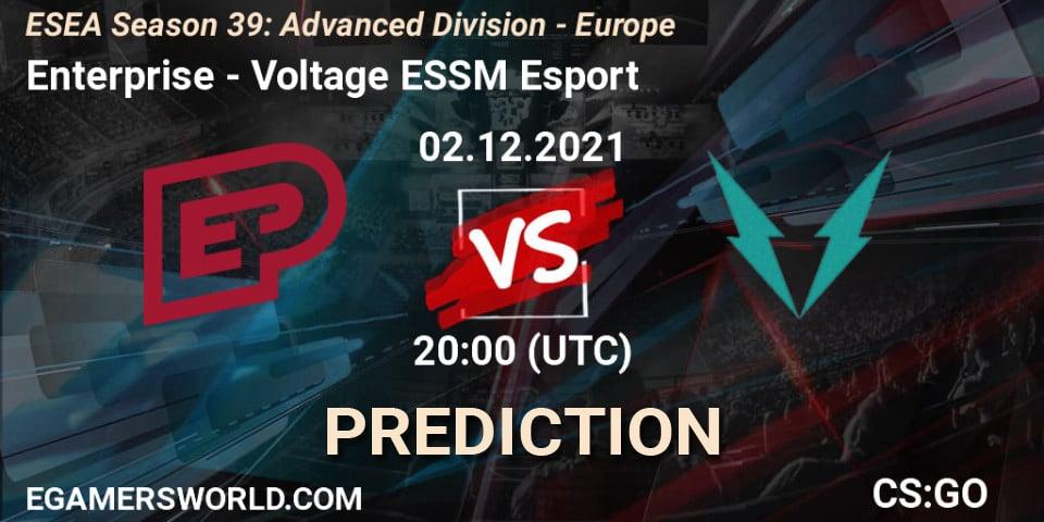 Prognoza Enterprise - Voltage ESSM Esport. 02.12.2021 at 20:00, Counter-Strike (CS2), ESEA Season 39: Advanced Division - Europe