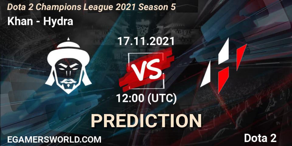 Prognoza Khan - Hydra. 17.11.2021 at 12:05, Dota 2, Dota 2 Champions League 2021 Season 5